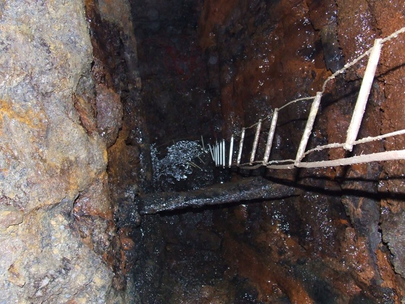 21_shaft_ladder.jpg - View down the shaft that will be dug out.