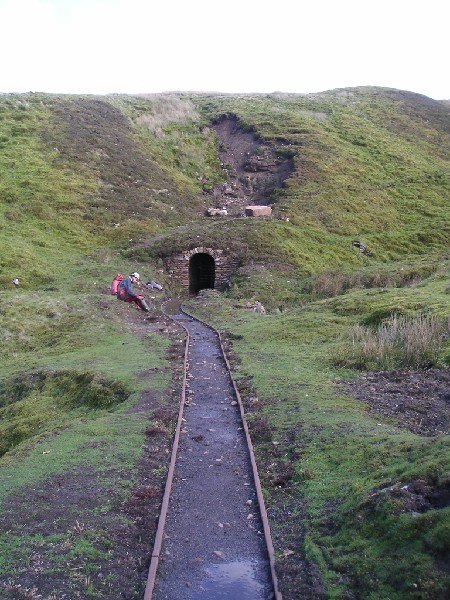 mc_aditandrails2.jpg - Complete view of the Middlecleugh Mine adit, with rails laid down by CATMHS.