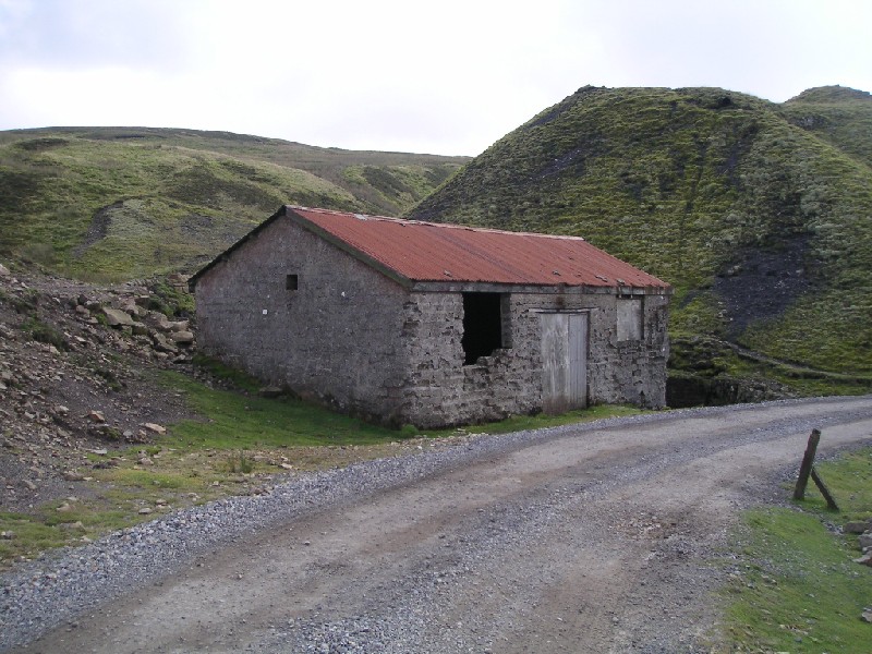 mc_compressorhouse1.jpg - Middlecleugh Compressor House and spoil heaps from Middlecleugh Mine.