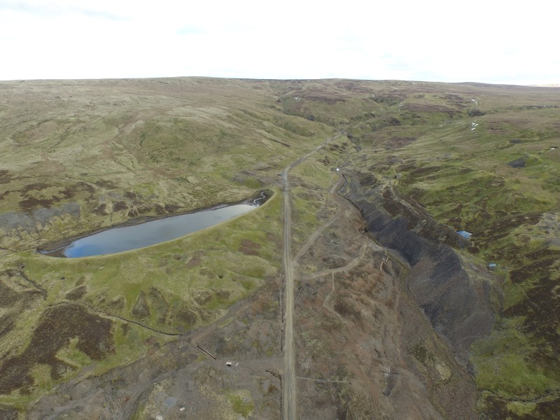 DJI_0024.JPG - View from a drone - top of Nent Valley, with Handsome Mea Reservoir.