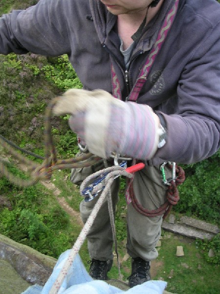wilton1_theprow2.jpg - Swapping over to abseil after a prussiking back up.