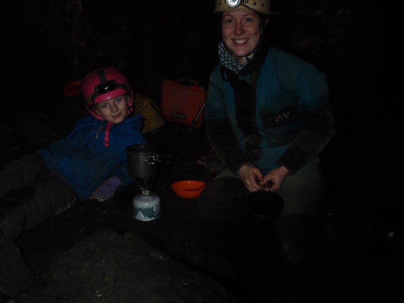 PC313484.JPG - Sal cooking up spagetti hoops for Hannah.