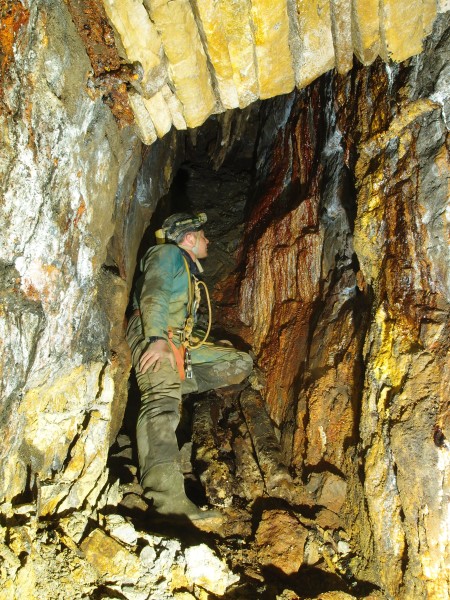 P5243022.JPG - Calcite formations in the second sublevel, looking north and to a fall.
