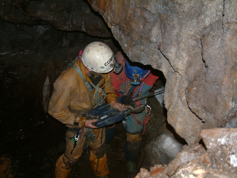 sc_whimsey_drilling7.jpg - Checking hole depth, do we need to get out more?