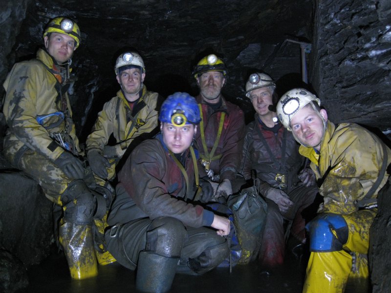 27_sb_subleveltopsills-15-19.jpg - 15:19: The sub level below the Top Sills Level after dropping down Brown's Sump, just before the final abseil into the Scaleburn Cross Vein Level, on the Brownley Hill horizon.