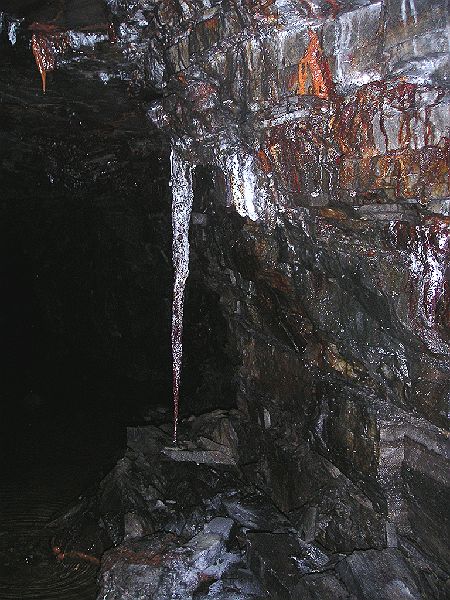 brownleyh_scaleburn_stal3.jpg - The longest stalactite in the left passage, only a few centimeters away from the bottom.